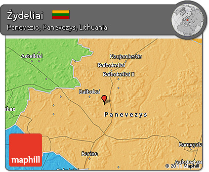 Political 3D Map of Žydeliai