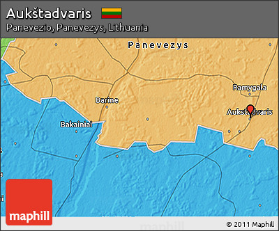 Political 3D Map of Aukštadvaris