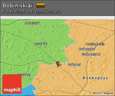 Political 3D Map of Bobiniškiai