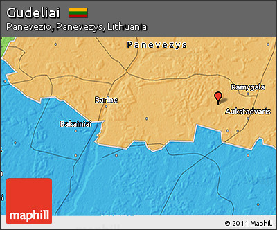 Political 3D Map of Gudeliai