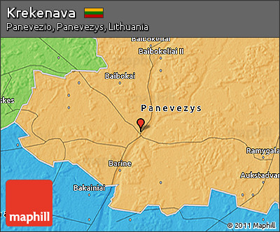 Political 3D Map of Krekenava