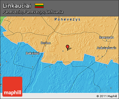 Political 3D Map of Linkaučiai