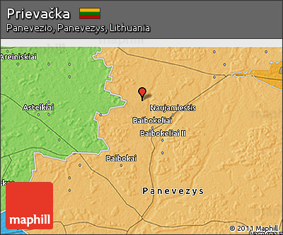 Political 3D Map of Prievačka