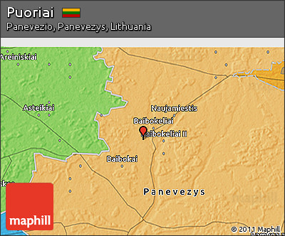 Political 3D Map of Puoriai