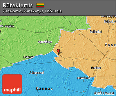 Political 3D Map of Rūtakiemis