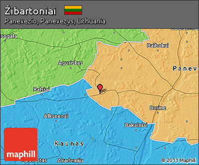 Political 3D Map of Žibartoniai