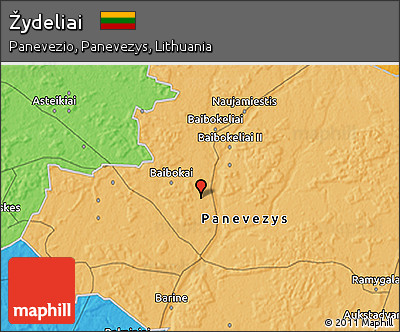 Political 3D Map of Žydeliai