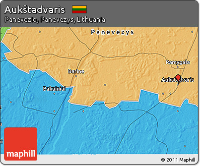 Political 3D Map of Aukštadvaris
