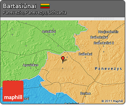 Political 3D Map of Bartašiūnai