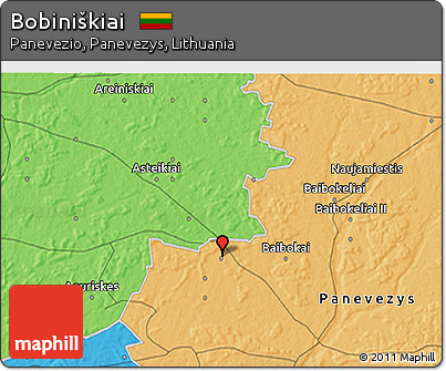 Political 3D Map of Bobiniškiai