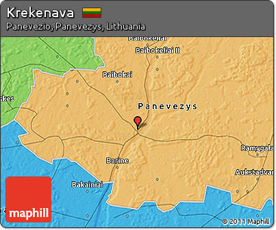 Political 3D Map of Krekenava
