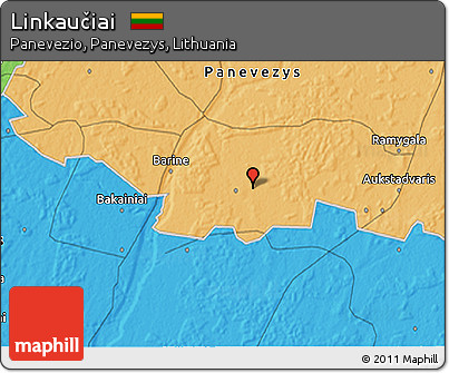 Political 3D Map of Linkaučiai