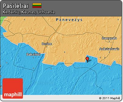 Political 3D Map of Pašilėliai
