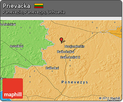 Political 3D Map of Prievačka