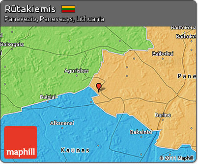 Political 3D Map of Rūtakiemis