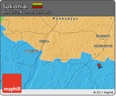 Political 3D Map of Šukioniai