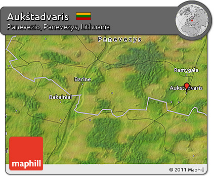 Satellite 3D Map of Aukštadvaris