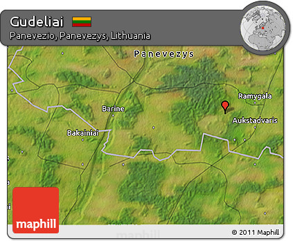 Satellite 3D Map of Gudeliai
