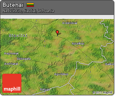 Satellite 3D Map of Butėnai