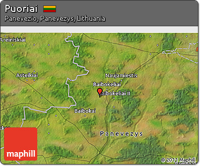 Satellite 3D Map of Puoriai