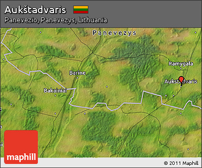 Satellite 3D Map of Aukštadvaris