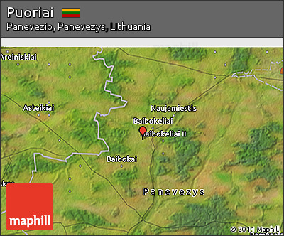 Satellite 3D Map of Puoriai