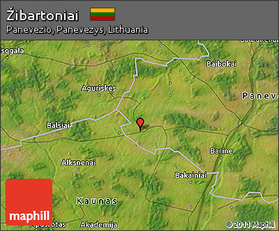 Satellite 3D Map of Žibartoniai