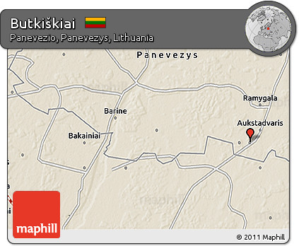 Shaded Relief 3D Map of Butkiškiai