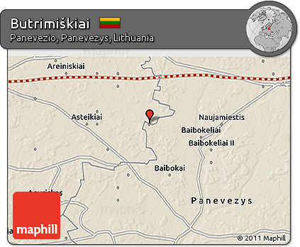 Shaded Relief 3D Map of Butrimiškiai