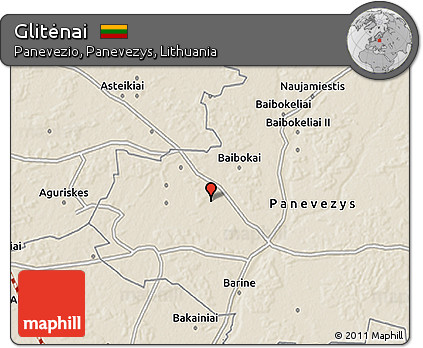 Shaded Relief 3D Map of Glitėnai