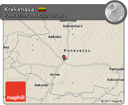 Shaded Relief 3D Map of Krekenava