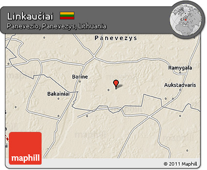 Shaded Relief 3D Map of Linkaučiai