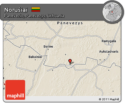 Shaded Relief 3D Map of Norušiai