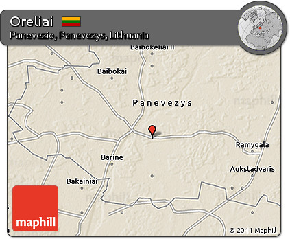 Shaded Relief 3D Map of Oreliai
