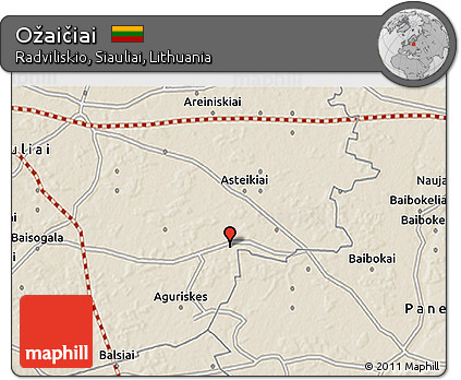 Shaded Relief 3D Map of Ožaičiai