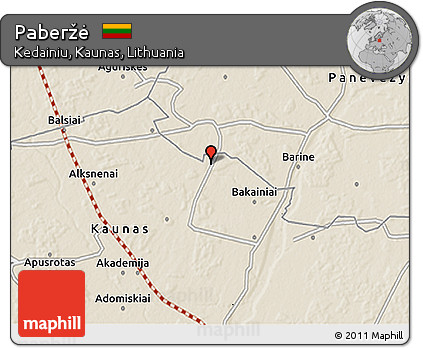 Shaded Relief 3D Map of Paberžė