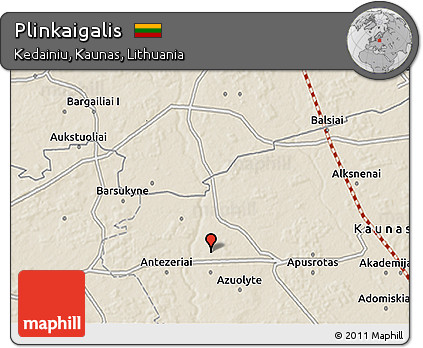 Shaded Relief 3D Map of Plinkaigalis