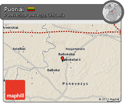 Shaded Relief 3D Map of Puoriai