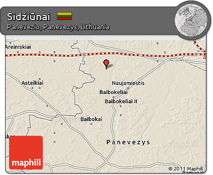 Shaded Relief 3D Map of Sidžiūnai