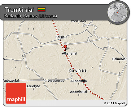 Shaded Relief 3D Map of Tremtiniai