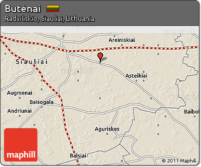 Shaded Relief 3D Map of Butėnai