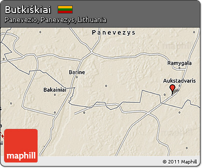 Shaded Relief 3D Map of Butkiškiai