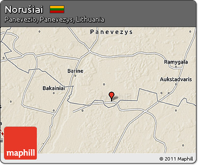 Shaded Relief 3D Map of Norušiai