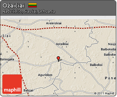 Shaded Relief 3D Map of Ožaičiai