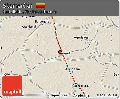 Shaded Relief 3D Map of Skamaičiai