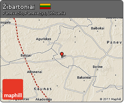 Shaded Relief 3D Map of Žibartoniai