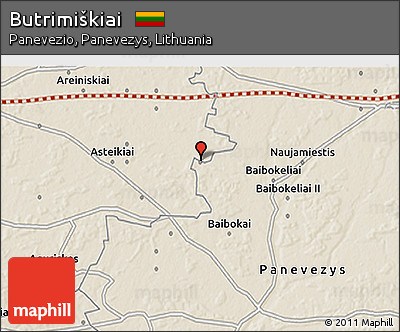 Shaded Relief 3D Map of Butrimiškiai