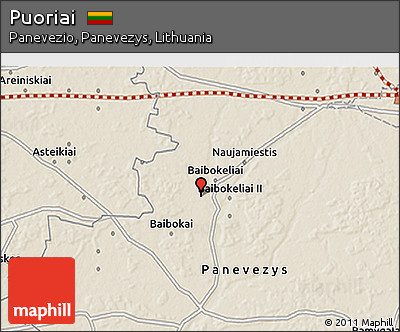 Shaded Relief 3D Map of Puoriai