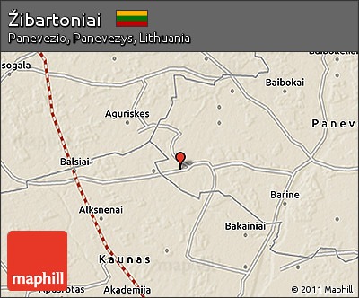 Shaded Relief 3D Map of Žibartoniai