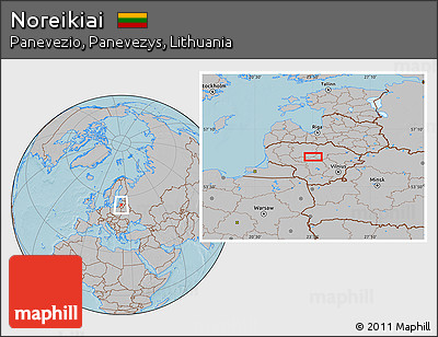 Gray Location Map of Noreikiai, hill shading